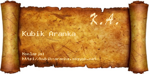Kubik Aranka névjegykártya